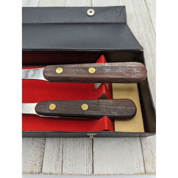 Vintage Warco Schwans Set of 2 Carving Knife Meat Fork Stainless Steel in Box - Picture 7 of 9
